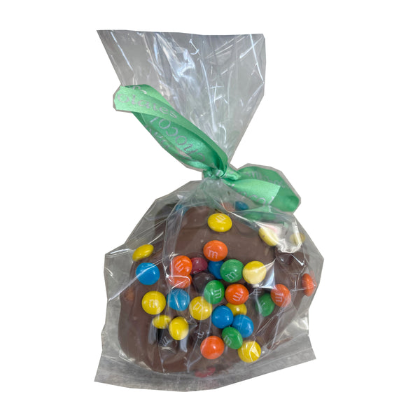 Three Chocolate Covered Pretzels with M&M’s